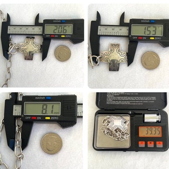 Silpada Sterling Silver 925 Virtuosity Stamped Cross Front Toggle Necklace 17" - Picture 10 of 16